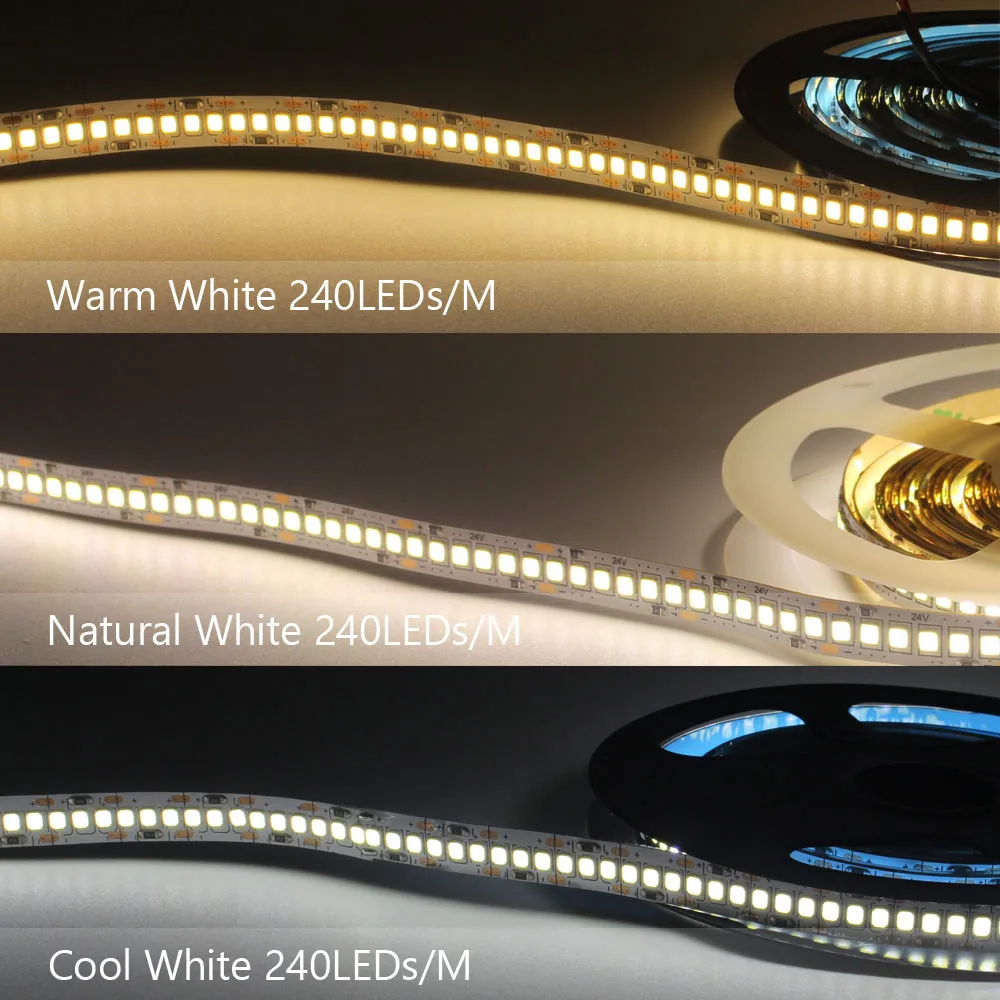 LED 스트립 조명 12V DC SMD 2835 120LED/M 1M 2M 3M 4M 5M Tira LED 스트라이프 테이프 따뜻한 흰색 240LED/M 유연한 실내 홈 조명