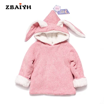 

Padded Hooded Infant Baby Girls Jacket Thick Fleece Warm Jacket Cute Outerwear Cartoon Cosplay Cotton-Padded Coats Ears Rabbit