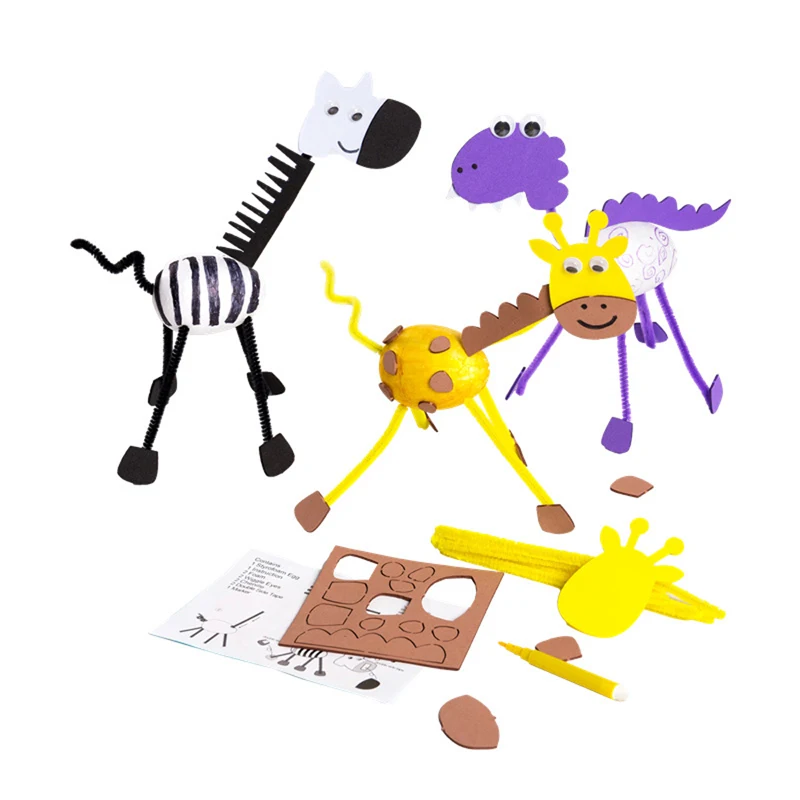 Дети DIY игрушки 3D жираф зебра динозавр животные модель детская живопись яйцо детский сад Развивающие игрушки для детей