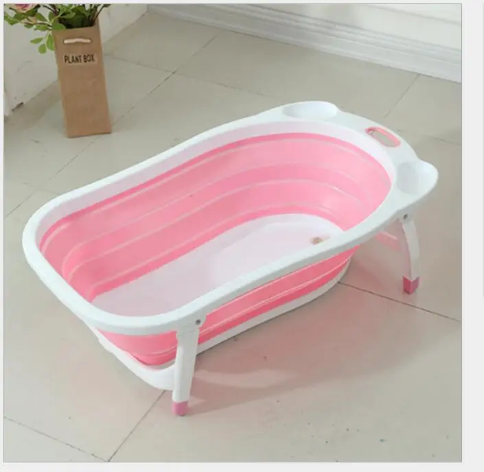 Новорожденный детский складной кран для ванной, детские плавательные ванны, для мытья тела, портативный складной детский Bebe ванна, ванна, ведро для купания, бассейн - Цвет: Розовый