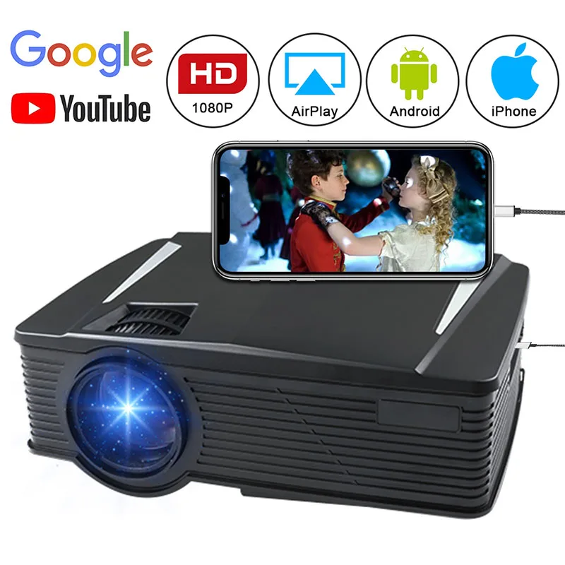 

HD 1080P Projector HDMI USB VGA AV Audio Out For Mobile Phone Home Outdoor Gaming SL@88