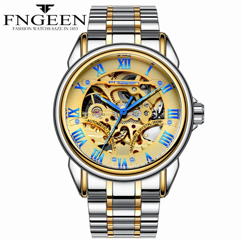 Fegeen توربيون ساعات رجالي التلقائية ووتش الرجال الفاخرة العلامة التجارية الشهيرة الفولاذ المقاوم للصدأ الميكانيكية ووتش Relogio Masculino