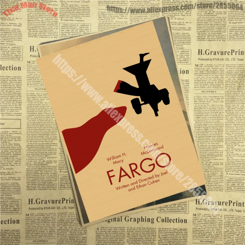 Fargo ВИНТАЖНЫЙ ПЛАКАТ справа Фарго ТВ фильм Мартин Фримен декоративная живопись Ретро плакат 42X30 см