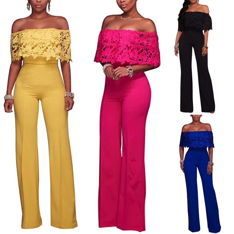 Sexy Women Off-shoulder Long Playsuit Lady Casual Party Cocktail Jumpsuit Romper