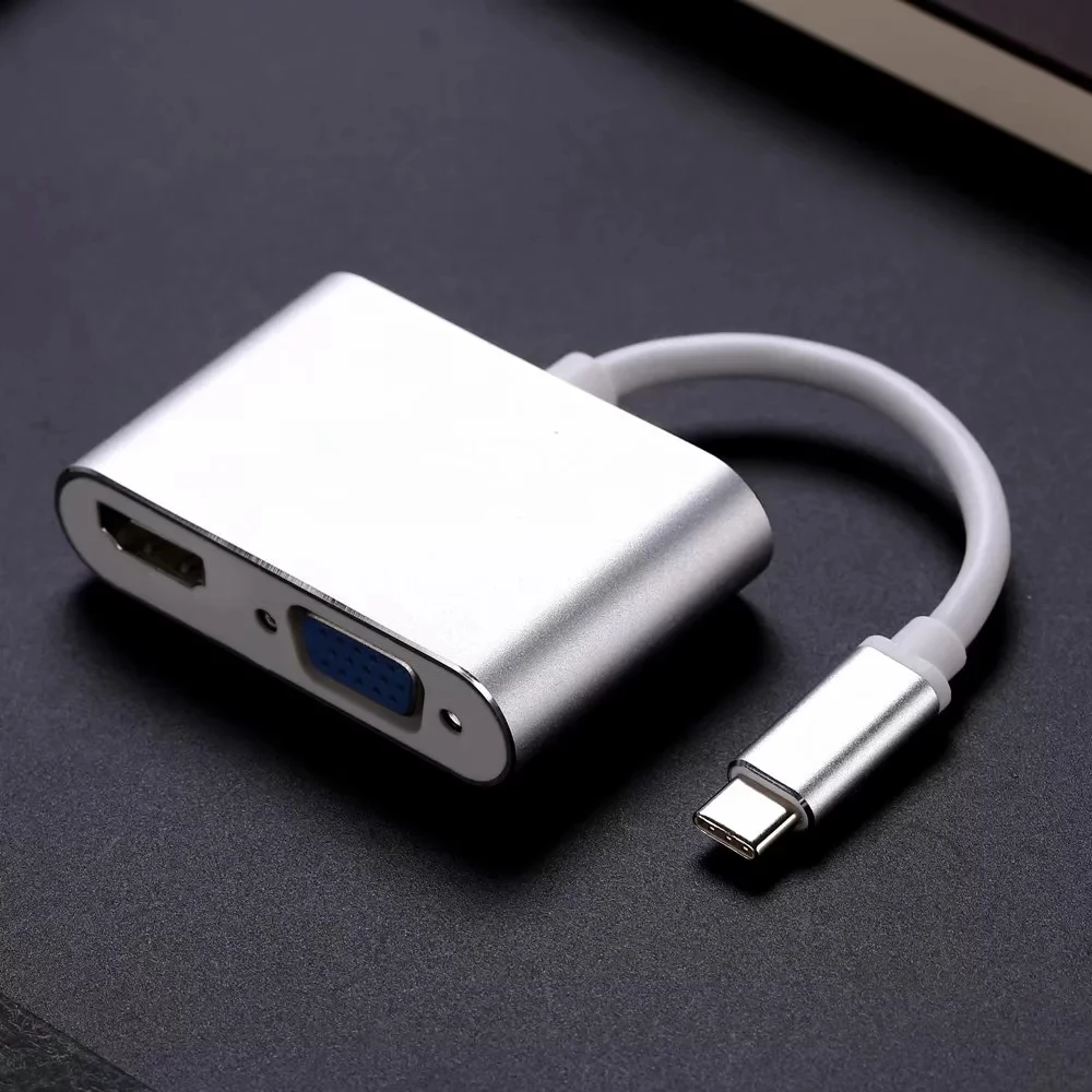 USB C адаптер HDMI VGA Тип кабель портом Thunderbolt 3 для MacBook samsung S10/S9/S8 huawei Коврики 20/10 P20 Pro