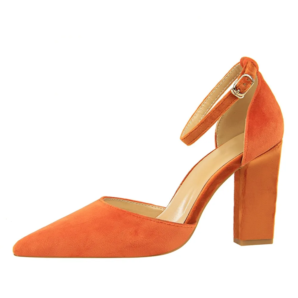 Tacón De Altos rosado Damas naranja Hebilla Nueva Alto Henlu} {d Mujer amp; verde Negro Stiletto Palabra vino Zapatos Rebaño Tacones Una rojo Tinto v7UqOHw
