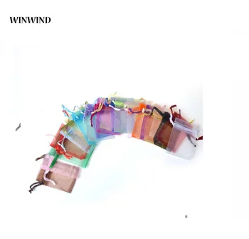 

200pcs Wedding Decoration Organza Jewelry Bags Mixed Color Candy Gift Bags Party Wedding Favors Packaging small shopping bags