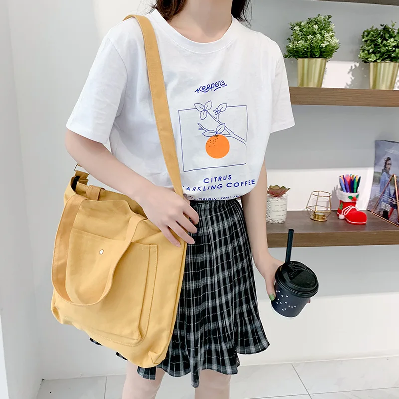 

Korean and Japanese Students Original Sufeng Messenger Bag Single-shoulder Handbag Simple Large Capacity Canvas Bag Shopping Bag