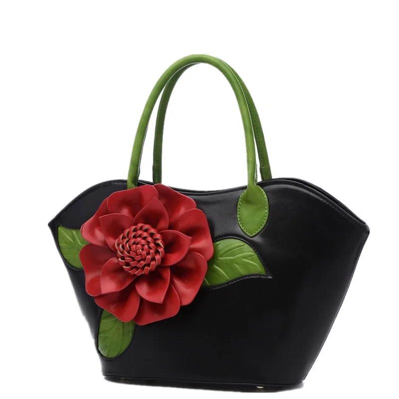 

Caker Brand 2018 Women Large Big 3D Rose Flower PU Leather Colorful Handbags Elegant Ladies Tote Fashion Shoulder Bags