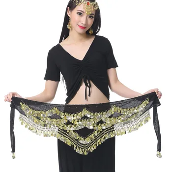 

Dancewear Women Belly Dance Clothing Flannelette Belly Dance Hip Scarf 480 Pieces Coins Belts Leopard Print
