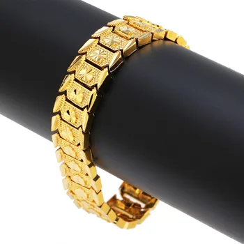 

Fashion Heart Men Bracelet Beautiful Male Jewelry 24K Gold Bracelet Bangle For Men