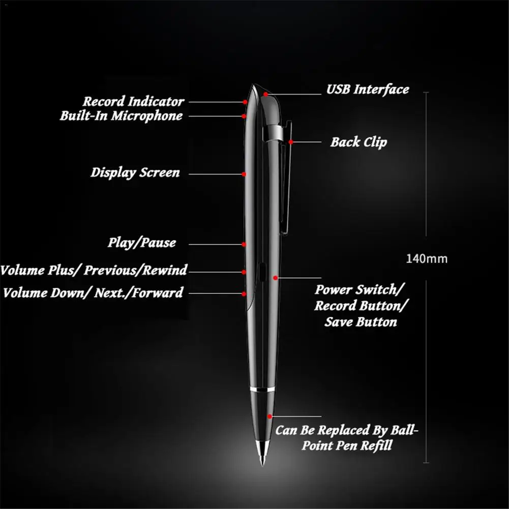 JNN Q9 8GB LED Display Digital Recorder Pen Hidden Digital Audio Sound Voice Recorder Recording Pen Professional Dictaphone