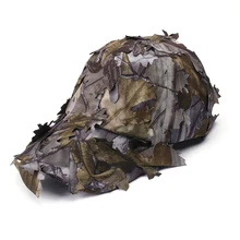 3D Unisex Camouflage Bionic Leaf Hat Hunting Jungle Woodland Fishing Camo Sniper Archery Cap Adjustable breathable jungle bionic camo clothes wild hunting suits for hunter oem factory