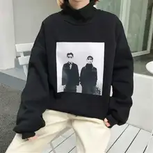YouGeMan зимние теплые толстовки для женщин Одежда корейский Ulzzang Harajuku Бархат Водолазка пуловер кофты женские свободные топы