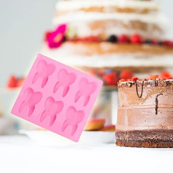 

1 Pcs 6-hole Cute 3D Tooth Shaped Silicone Teeth Chocolate Fondant Jelly Cake Decoration Tools Pudding Mould Cake Mold