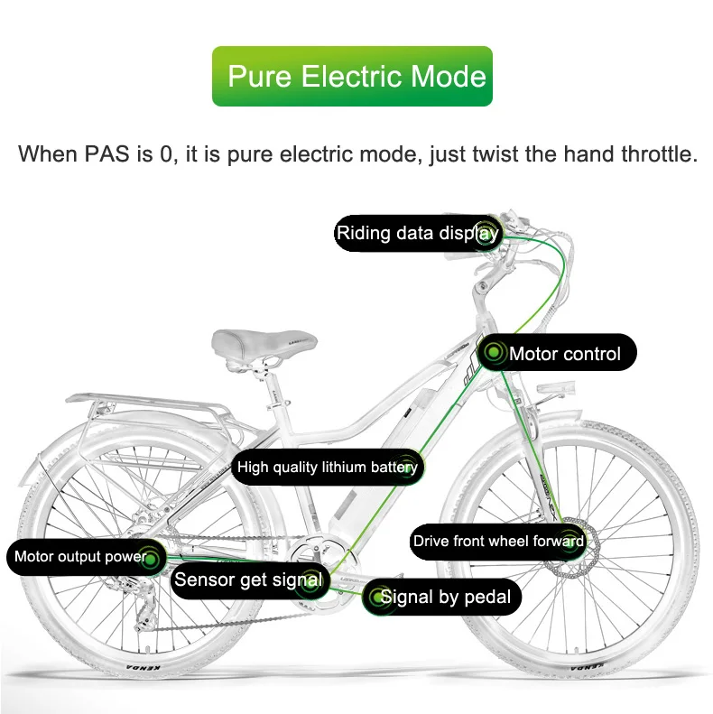 Excellent Pard3.0 26 Inch Electric bicycle, 300W City Bike, Oil Spring Suspension Fork, Pedal Assist Bicycle, Long Endurance 5