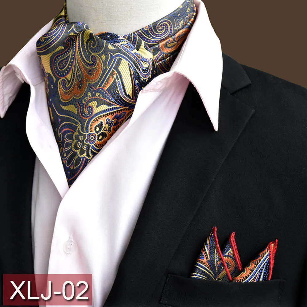  Mens Paisley Floral Cravat Handkerchief Wedding Ascot Scarf Pocket Square Set