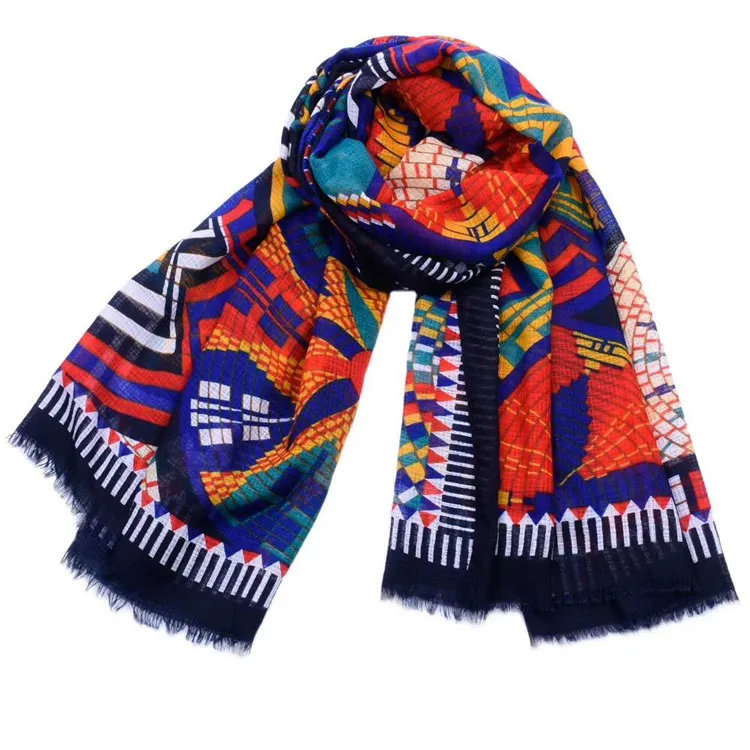 Duabi Модный женский хлопковый шарф с разноцветным узором мусульманский хиджаб пашими