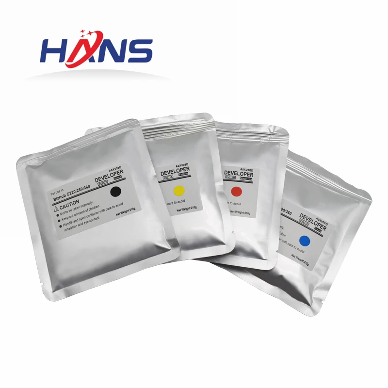 

1Set. CMYK Developer Powder For Konica Minolta C220 C280 C360 copier parts compatible with C 220 280 360
