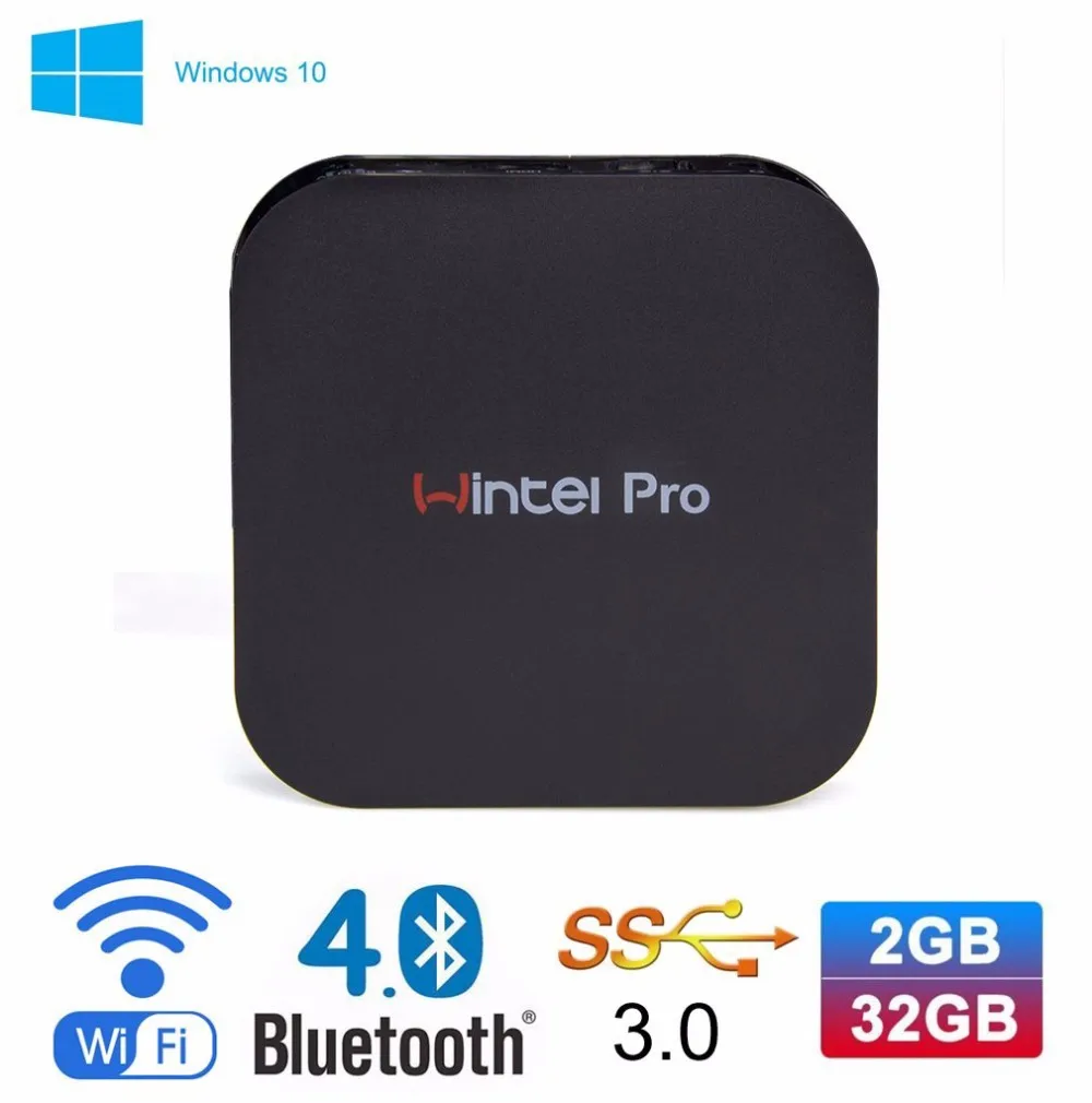 W8 Pro Мини-ПК Z8300 Оконные рамы 10 4 К smart Set Top Box 2 г/32 г 802.11b/g /N HD ТВ коробка Bluetooth4.0 HDMI H.265 ТВ коробка