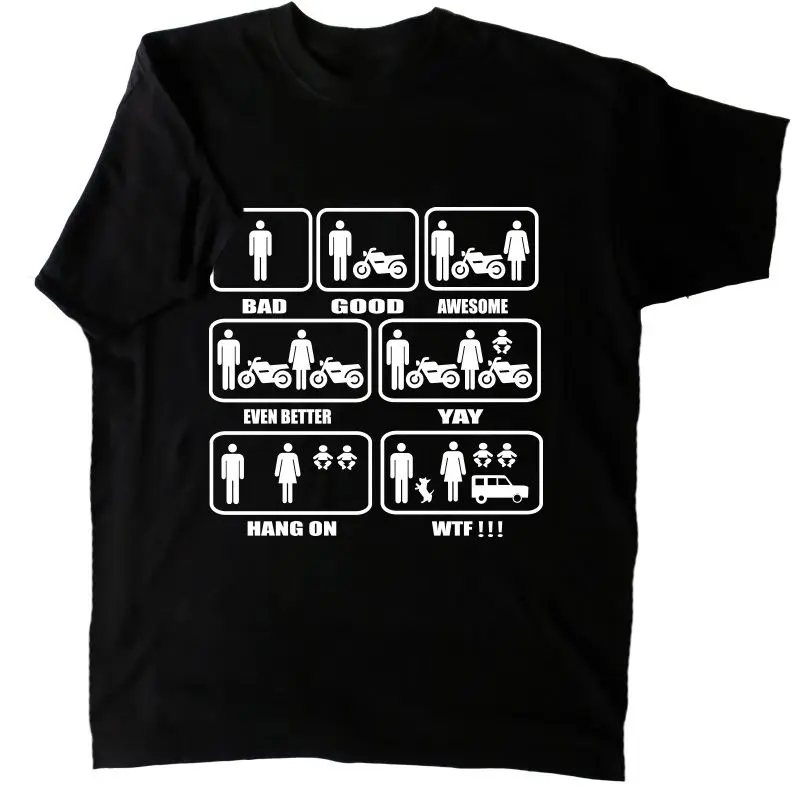 

Funny Motorcycle Biker Family Tshirt All Sizes Bad To Wtf New Born Baby Summer 2019 100% Cotton Print Men O-Neck Casual T Shirts