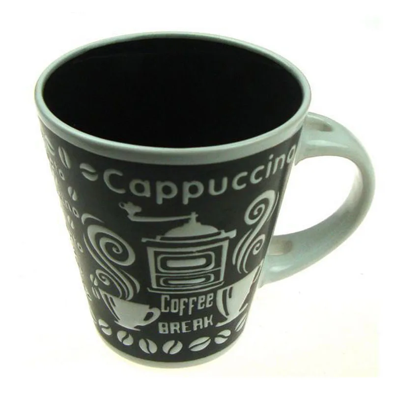 Creative embossed letters japanese ceramic cups cappuccino coffee cup