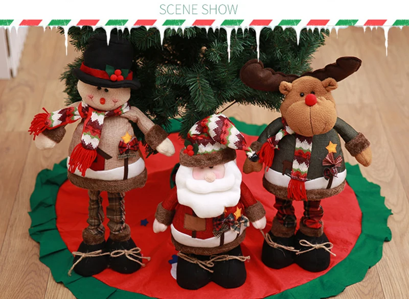 1 шт. стоящая большая Выдвижная Рождественская Кукла Санта-Клаус/Снеговик/фигура оленя Рождественская елка украшения Рождественские подарки для детей