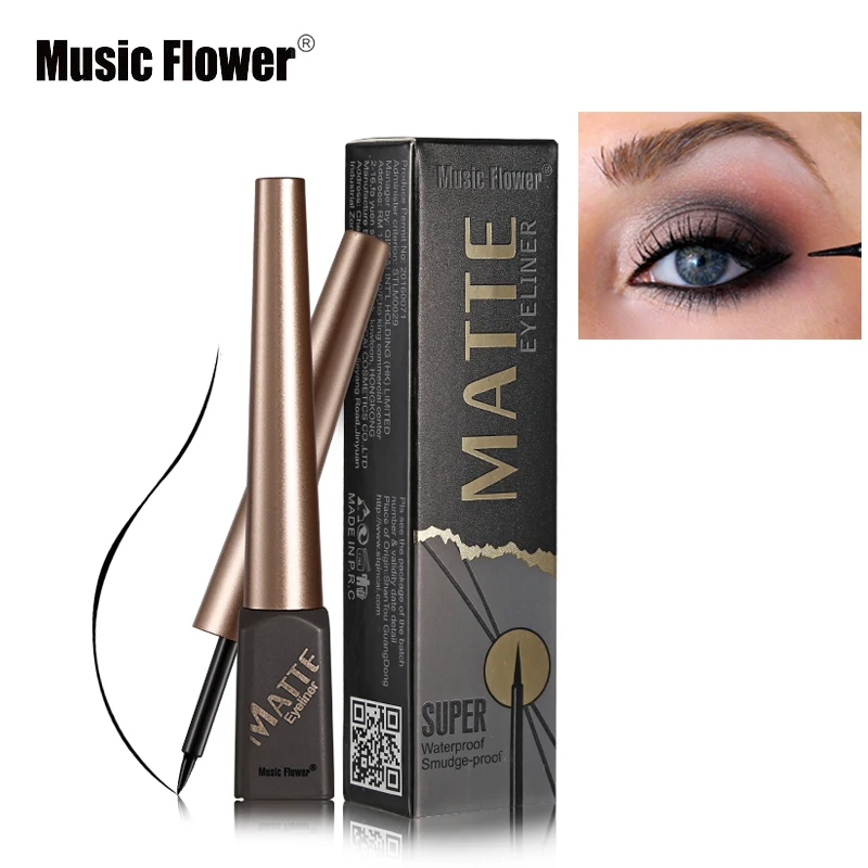 

Music Flower Ultra Black Eyeliner Liqiud 24H Long-lasting Eye Liner Pencil Smudge-proof Waterproof Delineador Quick-dry Makeup