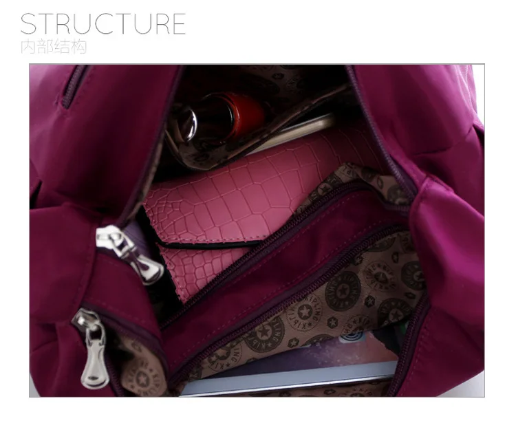 Женская винтажная фиолетовая Водонепроницаемая нейлоновая сумка-тоут из ткани Оксфорд, сумка через плечо для путешествий, женская сумка-мессенджер, сумки через плечо