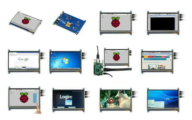 7 дюймов HDMI USB емкостный сенсорный экран, ЖК-дисплей, для Raspberry Pi 2/3/4B Режим B 800x480, Бесплатный драйвер для малиной/WIN10 7 дюймов