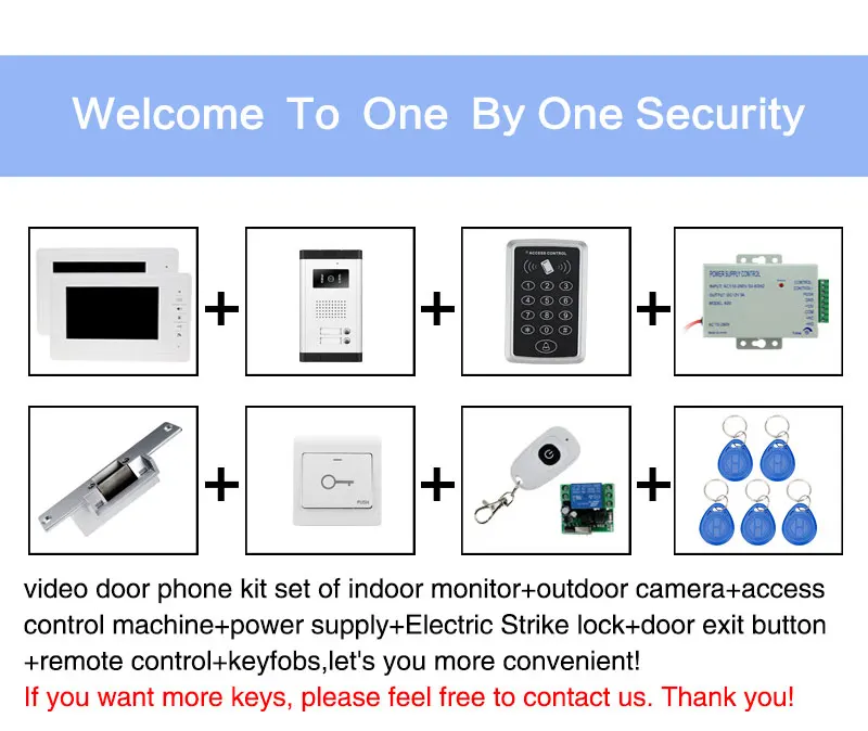 7 ''проводной видеодомофон комплект с ИК-камерой+ RFID Клавиатура контроля доступа+ ключи+ 2 монитора+ EM замок для системы внутренней связи в продаже