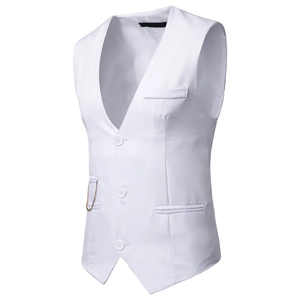 

2019 New Spring Summer Men Vest Fashion Sleeveless White Business Casual Waistcoat Men Tops Vest Gilet Men