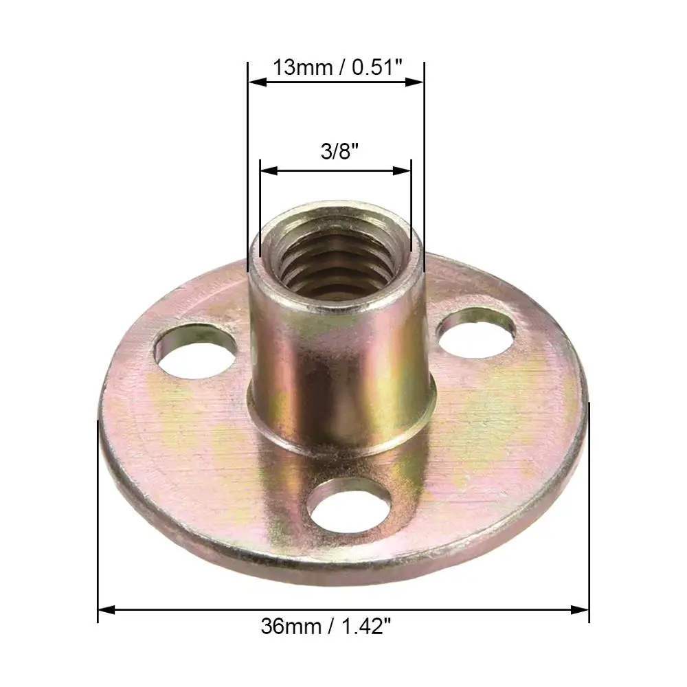 Uxcell 10 шт. M6 M8 M10 углеродистая сталь круглое основание винт-в t-гайка 5/1" x36x2.5 мм 3/8" x36x2.5 мм Брэд отверстие для деревянной мебели