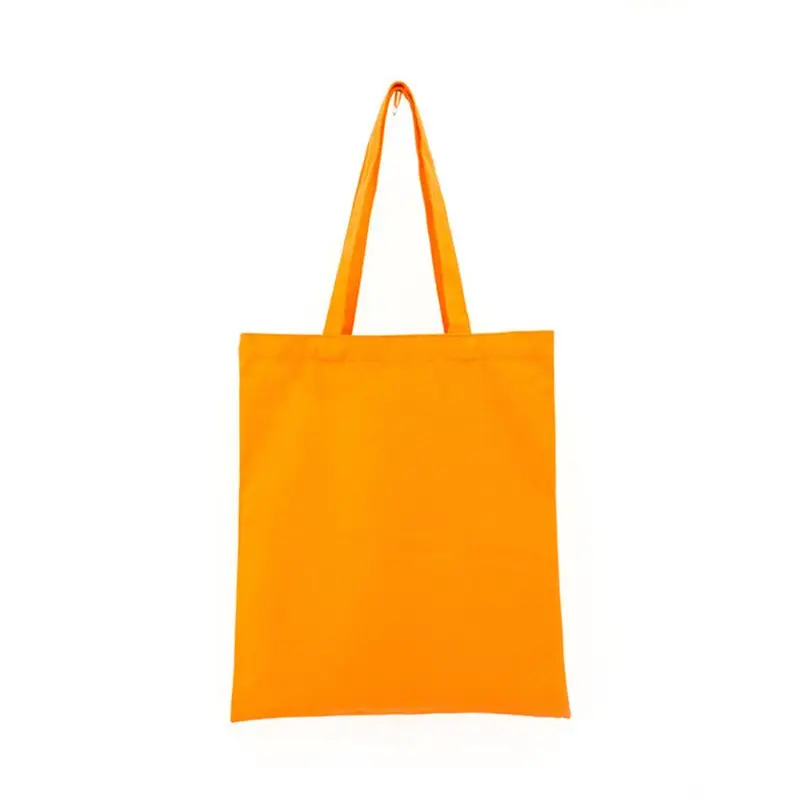 Женские прочные холщовые пустые продуктовые простые хозяйственные сумки, Дамская многофункциональная сумка на плечо, многоразовая утилизация, 14 цветов - Цвет: Оранжевый