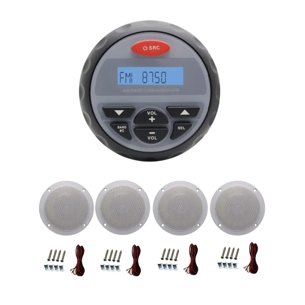 Motorcycle USB MP3 Waterproof Radio FM AM Gauge Player Bluetooth Audio