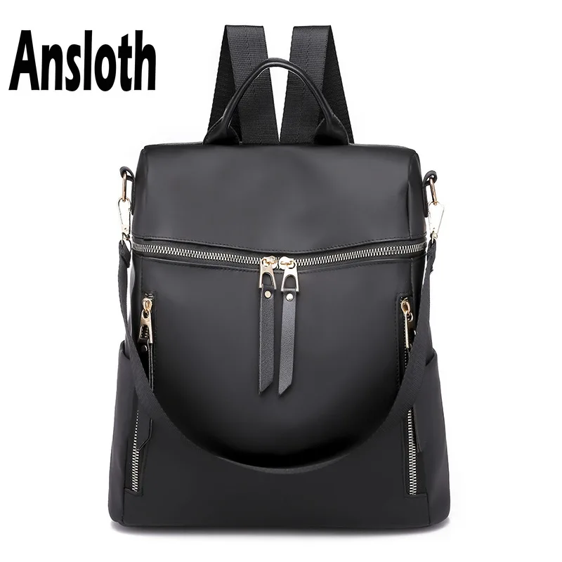 

Ansloth Headphone Plug Women Backpack Waterproof Nylon Bags For Teenagers Large Capacity School Backpack Casual Travel Bag HPS69