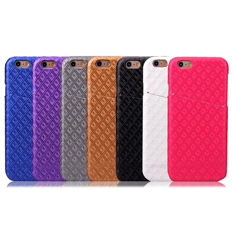 Ultra-thin Luxury Smart Card Grid Royal Bump Men Lady Diamond Business Noble PU Leather PC Back Cover Card Slot Case For Apple iPhone 6 6S  (7)