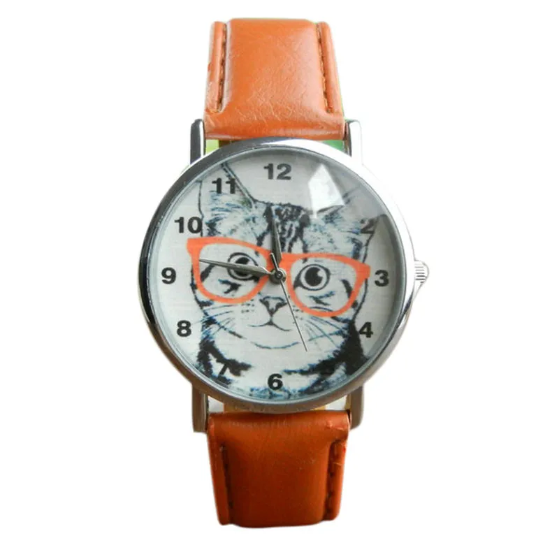 

New Arrival Women Watches Cat Pattern Watches Womens Girl Leather Band Analog Quartz Wrist Watch Vogue Relogio Feminino dropship