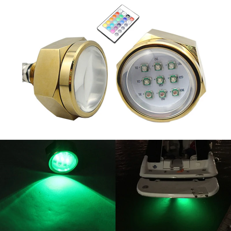 Подводный светодиодный светильник с RGB подсветкой 27 Вт для слива яхты лодки 2 шт.