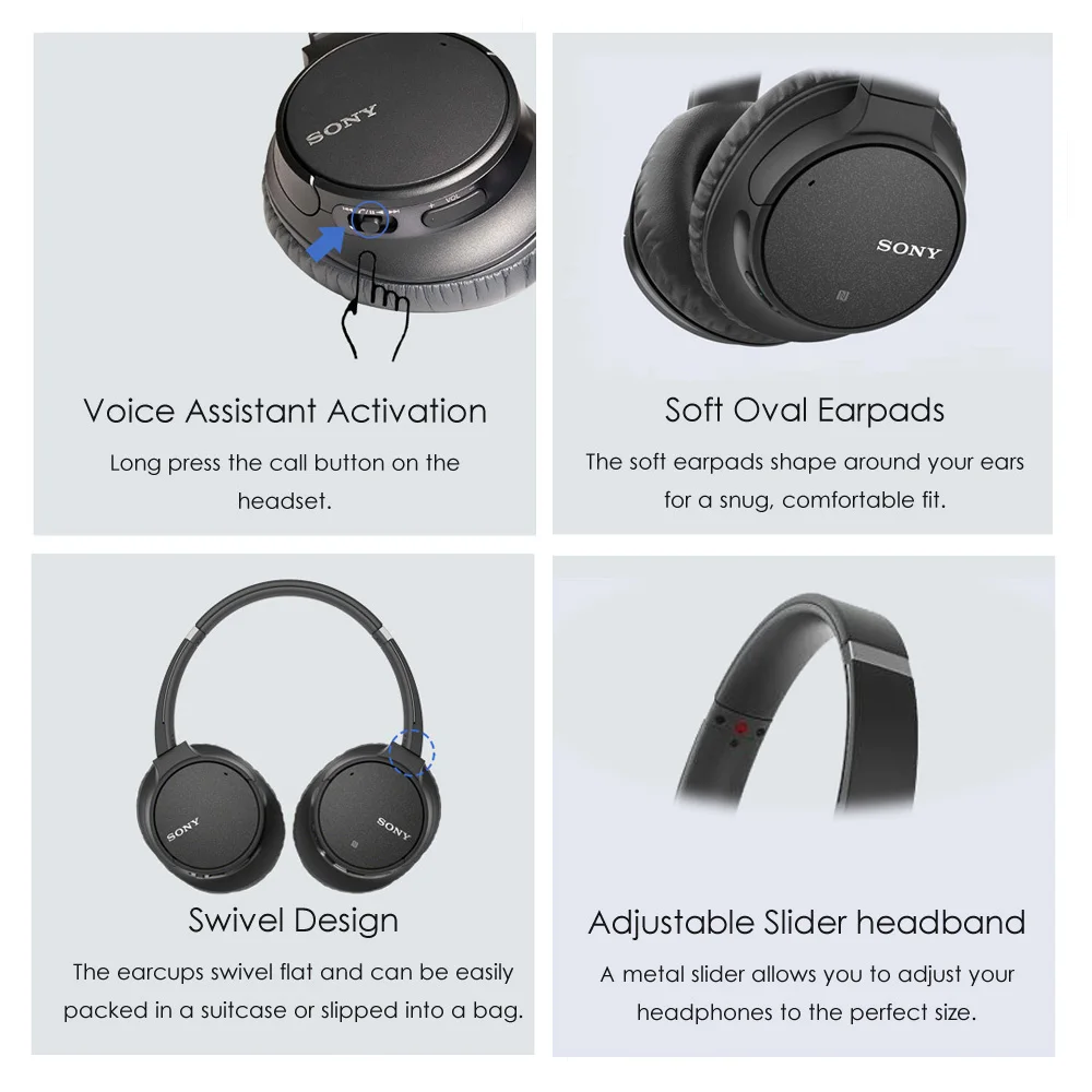 SONY WH-CH700N, беспроводные Bluetooth наушники с шумоподавлением, Накладные наушники, NFC aptX HD, музыкальная гарнитура с микрофоном