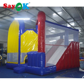 Online Free Shipping Inflatable Bouncer Castle With Slide Inflatable Palace Bouncer 6x6m Inflatable Trampoline With Blower For Sale