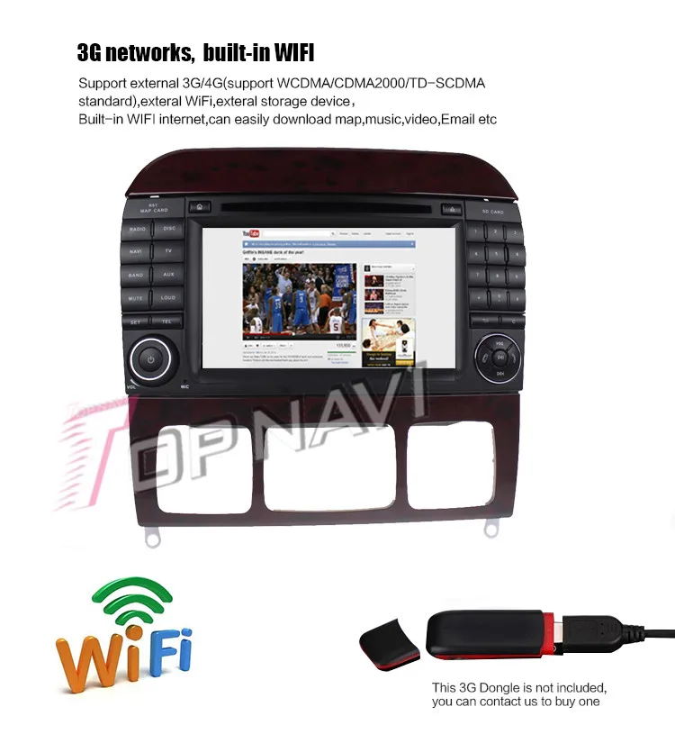 Excellent Topnavi Android 7.1 Car DVD Player Radio for Benz S Series R-W251/R280/R300/R320/R350/R500(2006-) Stereo GPS Naviagtion 2G+16GB 27
