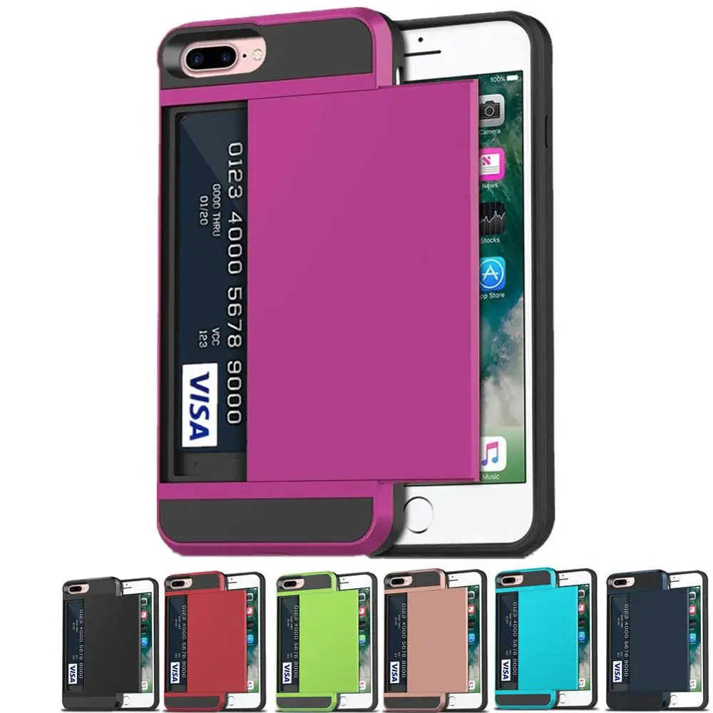 

For iPhone 5 5S SE 6 6S 7 8 Plus 7+ Case Wallet Card Slot Sliding Door Hidden Pocket Case For iPhone X XS XR XS MAX 10 Cover