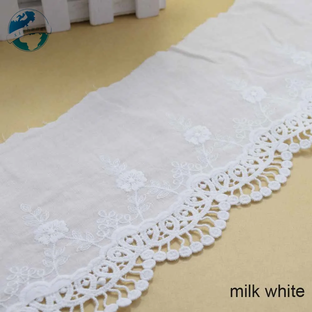 14 см Белое кружево хлопок вышивка кружево французская кружевная Лента ткань гипюр diy отделка основы Вязание швейные принадлежности#3318 - Цвет: Milk White