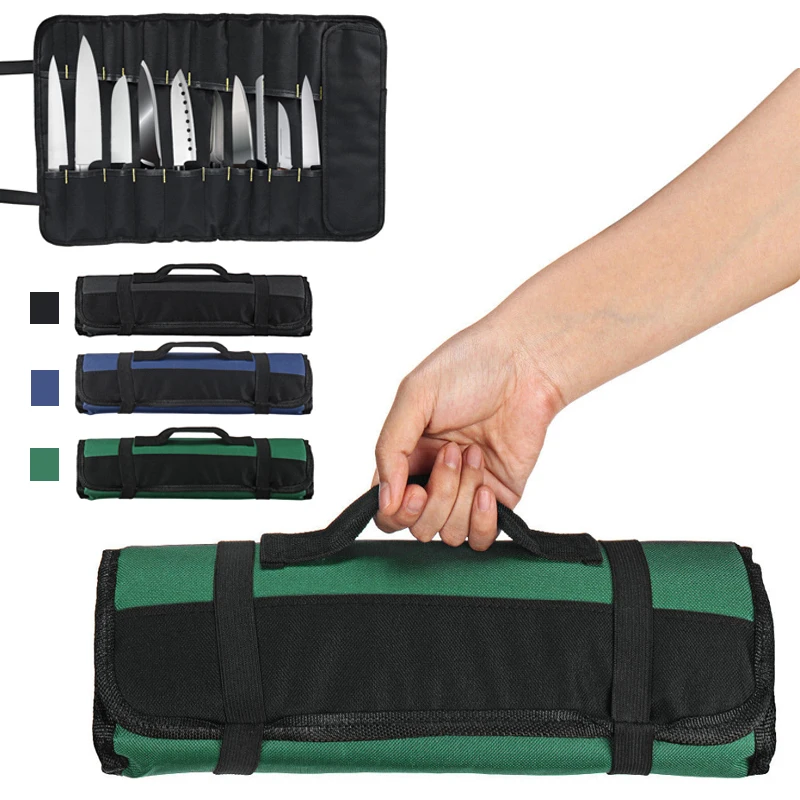 

22 Pockets 3 Color Available Chef Knife Bag Roll Bag Portable Cooking Tool Storage Black Blue Green Carry Case Chef Roll Bag