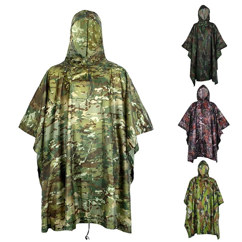 

Outdoor Military Travel Camouflage Raincoat Poncho Backpack Rain Cover Waterproof Tent Mat Awning Hunting Camping Hike