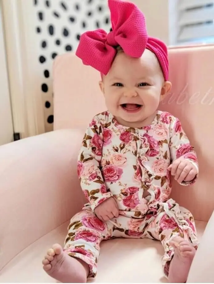 Одежда для маленьких девочек с цветочным рисунком Детские ползунки комбинезоны с длинными рукавами Повседневный костюм для подвижных игр, Одежда для новорожденных, комплект одежды для детей от 0 до 24 месяцев - Цвет: Розовый