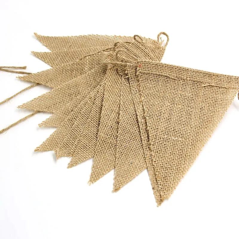 2.8m Vintage Jute Hessian Burlap Pennant Banner strings Wedding party
