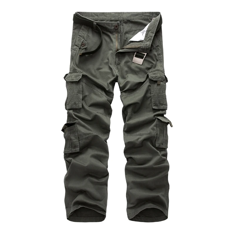 2018 Casual Multi Pocket Cargo Pants Men Cotton Zipper Fly Military Pants Tactical Pants Male Large Size 40 Tooling Trousers