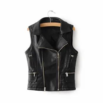 

Explosive models Slim leather women's short zipper PU vest